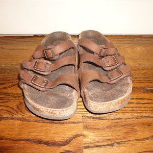 BIRKENSTOCK Women's "Florida" Triple Strap Brown Leather Sandals Size 36 (5.5)